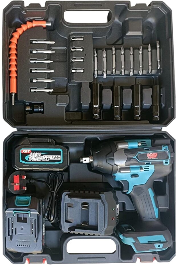 Cordless Impact Driver Kit with 7.0Ah Battery, Storage Case and Accessory Set, Blue