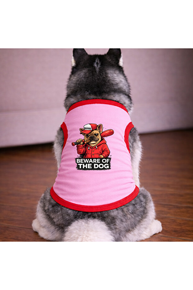 Pink Beware Dog Tshirt Dog Clothing (100% Cotton Combed Cotton) Small and Large Breeds
