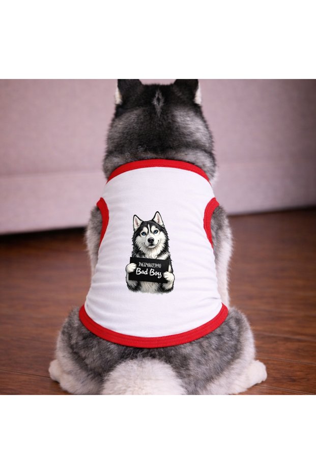 White Wanted Husky Dog Tshirt Dog Clothing (100% Cotton Combed Cotton) Small and Large Breeds