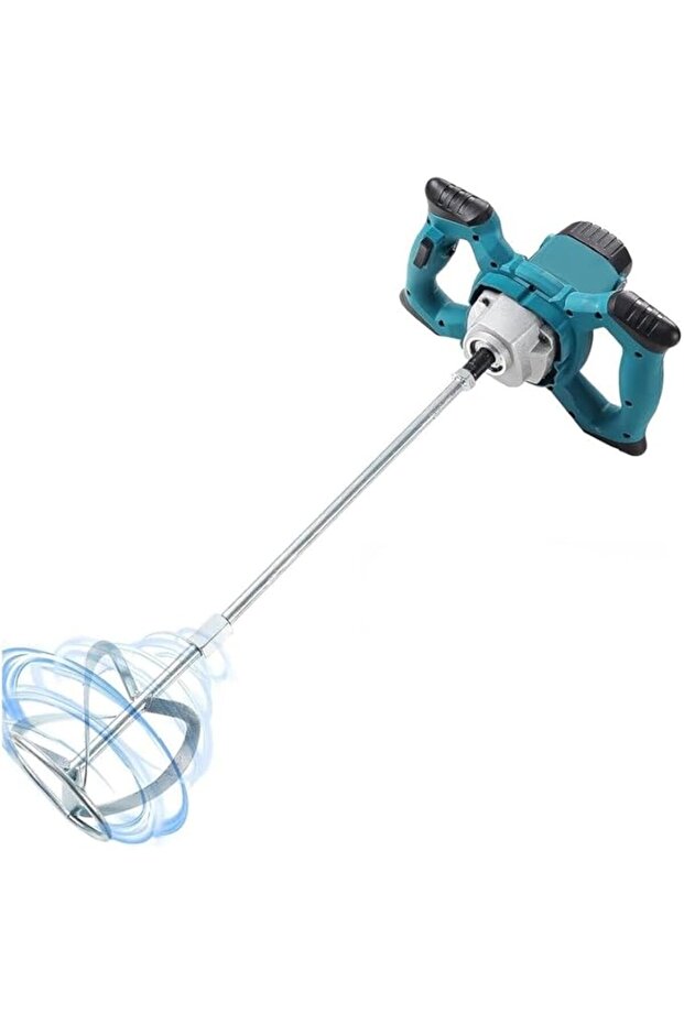 Electric Paint Mixer, Handheld Power Mortar Mixer with Dual Handle, Teal