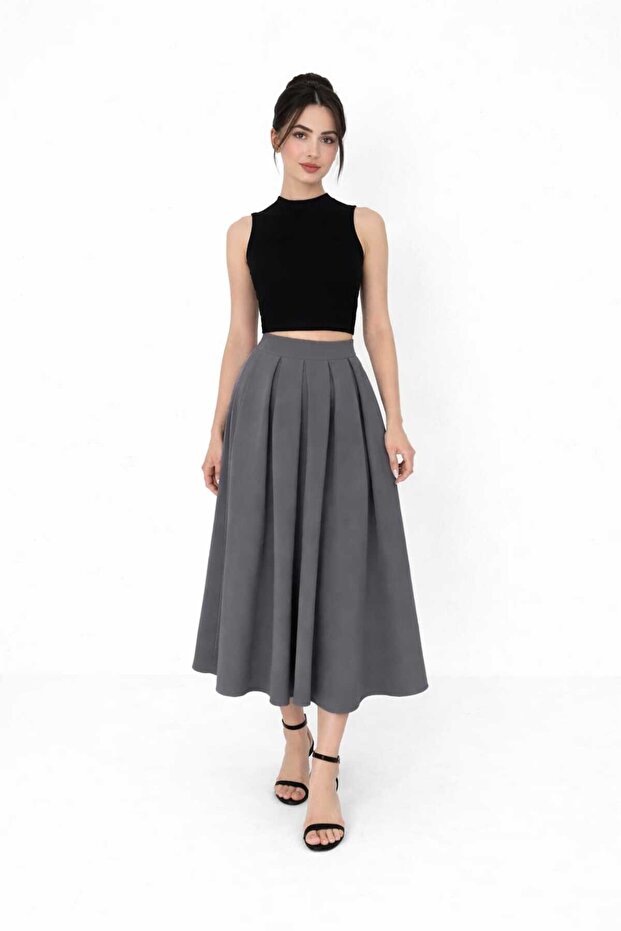 Women's Double Fabric Skirt with Folded Detail