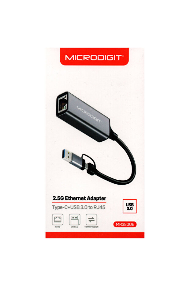 محول شبكة إيثرنت بسرعة 2.5 جيجابت في الثانية بمنفذ USB-C | USB 3.0 إلى RJ45 – MR380UE