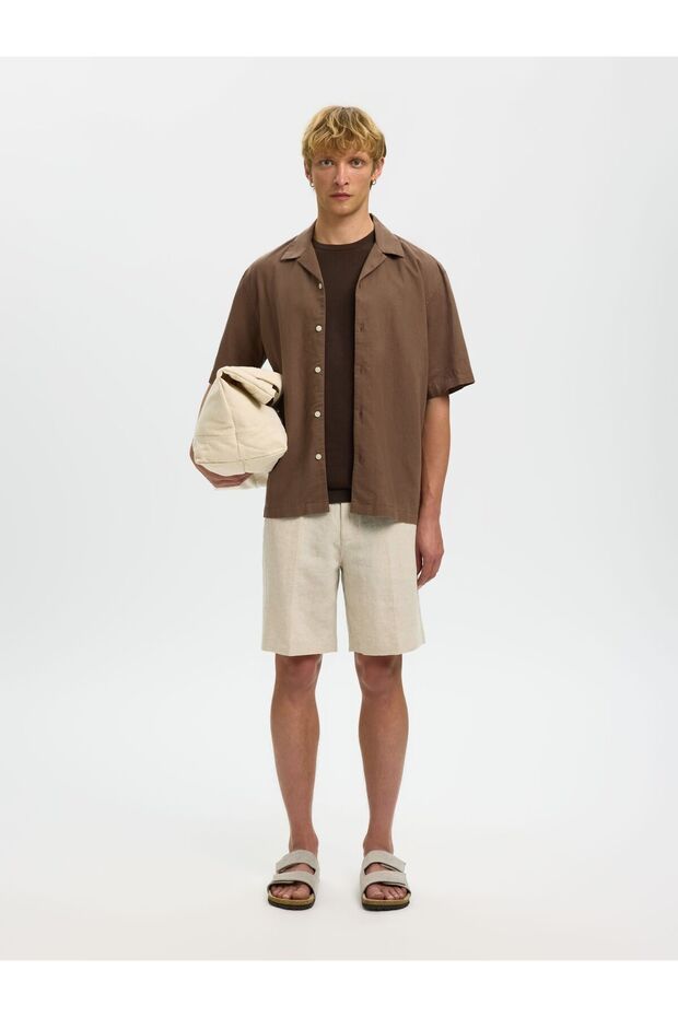 Kurzarmhemd Leinenmix - 4