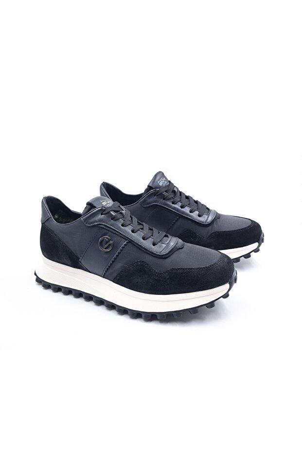 Genuine Leather Ve Tekstil Men's Casual Black Stylish Sports Shoes