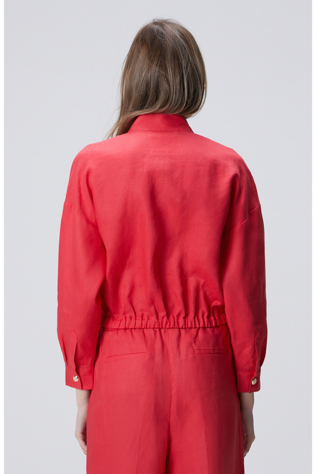 Nar Çiçeği Keten Dış Gömlek - 5