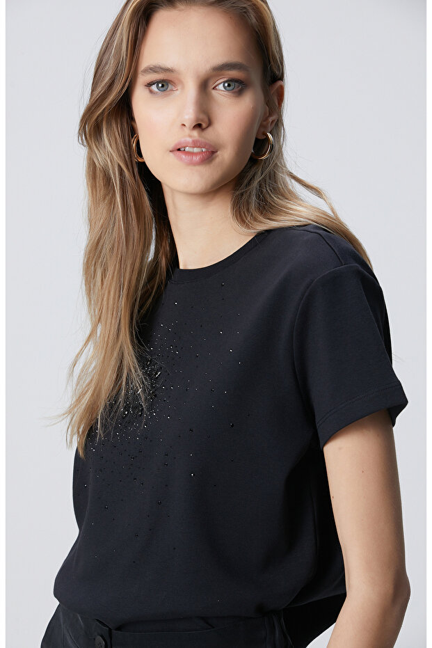 Siyah Baskılı T-shirt - 2