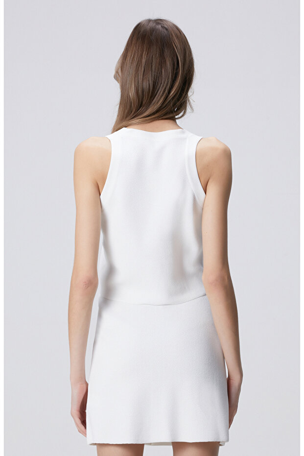 Kırık Beyaz Triko Yelek - 5