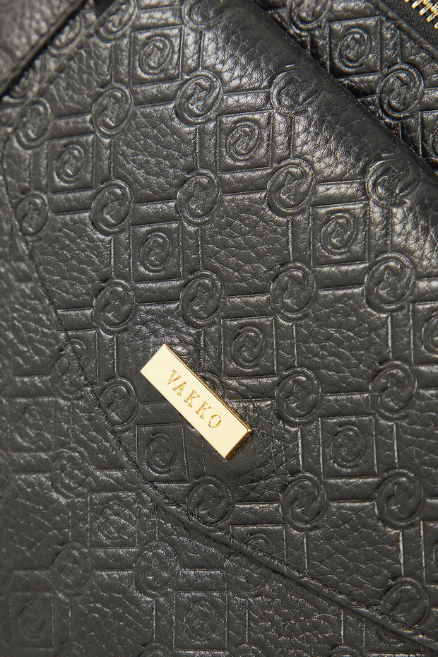 SİYAH MONOGRAM DERİ ÇANTA - 5