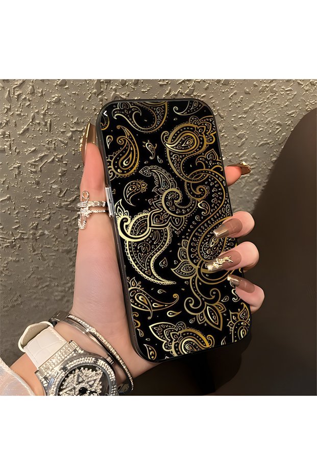 iPhone 11 Pro Max Compatible Silicone Edge Hard Back Anti-Fall Phone Case Carved Patterned