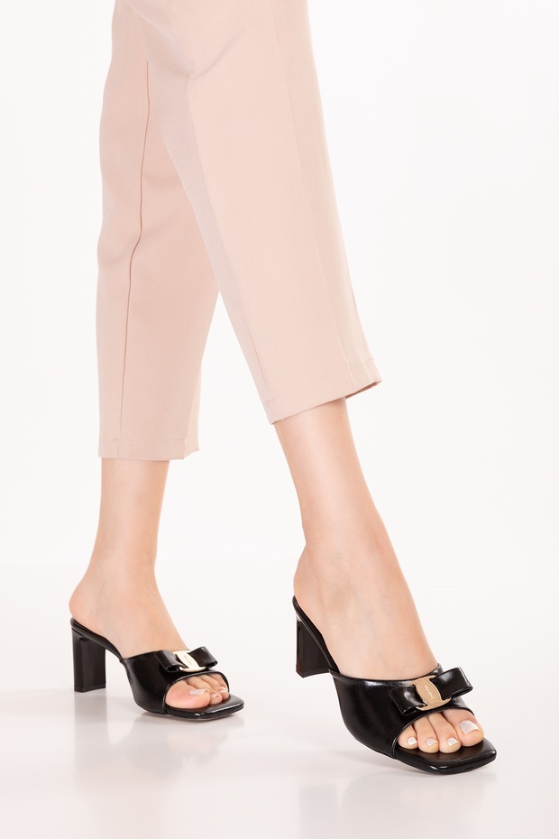 Women's Stiletto Heel U Elegant t Buckled Evening Dress t Slipper Art.326 Black Patent Leather