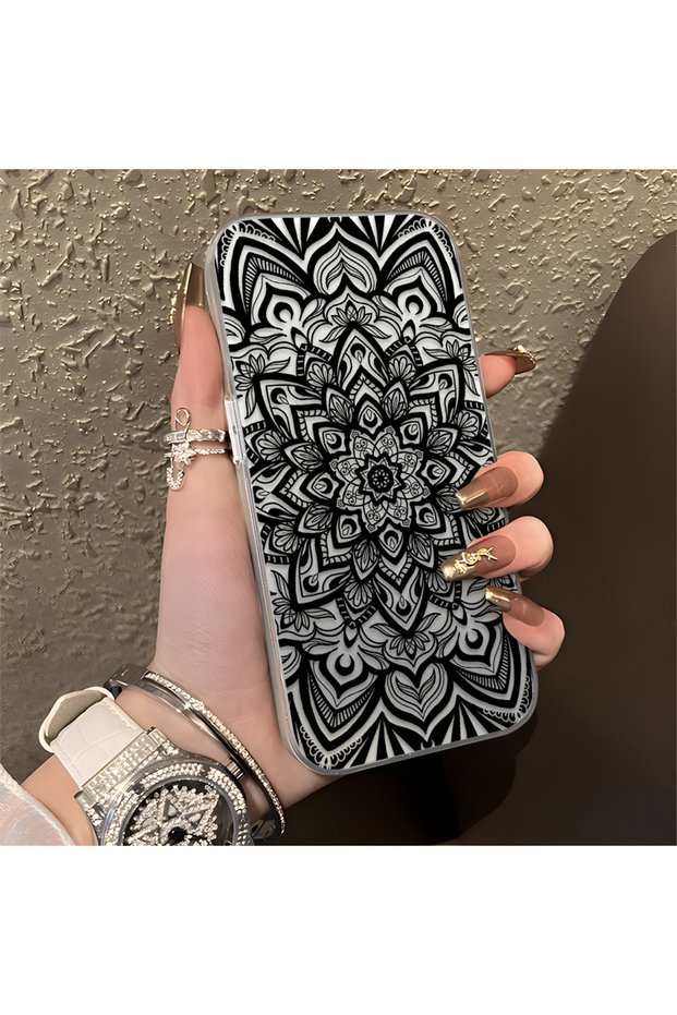 Realme C61 Compatible Silicone Edge Hard Back Anti-Fall Phone Case Vintage Rug Patterned