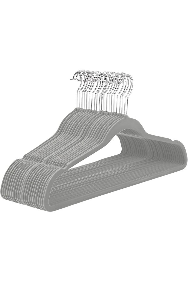 Velvet Hanger (GREY WITHOUT TIE HOLDER, Pack Of 24)
