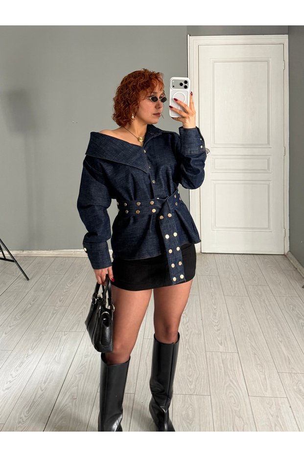 Premium Studded Diana Denim Denim Shirt