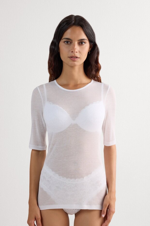 Cashmere Blend Ultranatural Short Sleeve Blouse