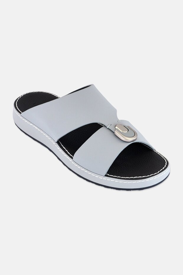 Men Slip On Arabic Sandals, Light Grey