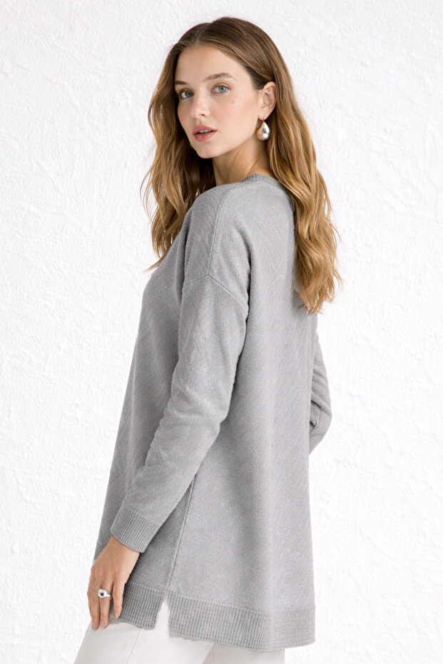 Patterned Tesettür Tunik N3192 Gray - 3