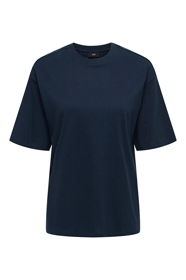 Jdy Women's Round Neck Navy Blue T-Shirt - 15366305