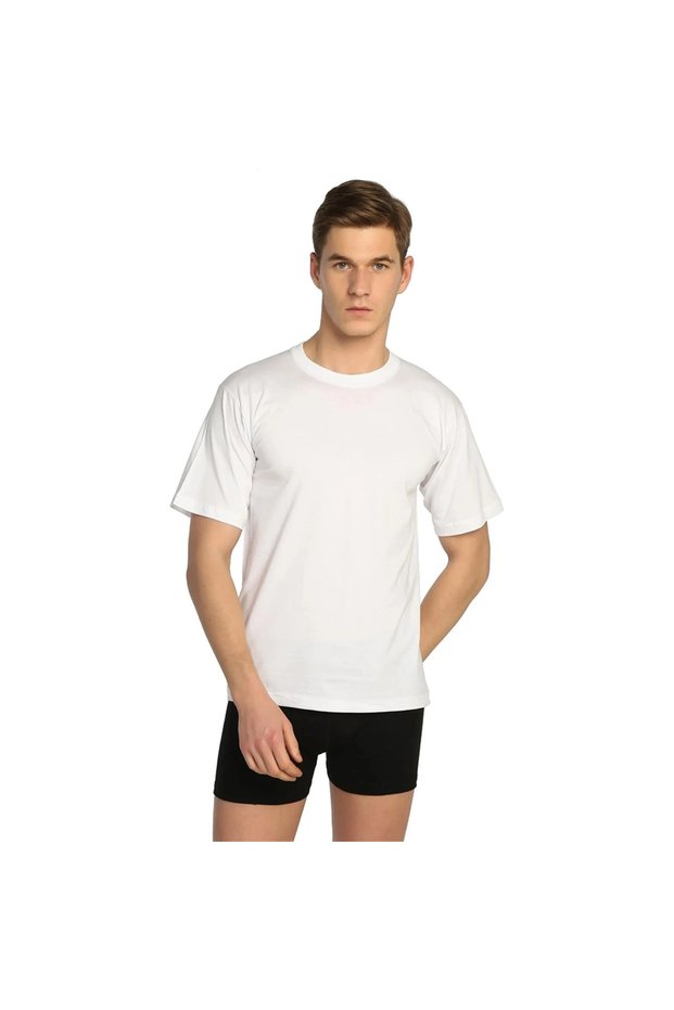 105 Combed Cotton Men's O-Neck Undershirt White XL Pack of 6