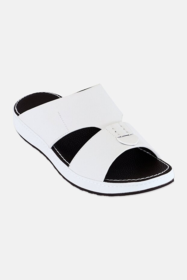 Men Slip On Arabic Sandals, White