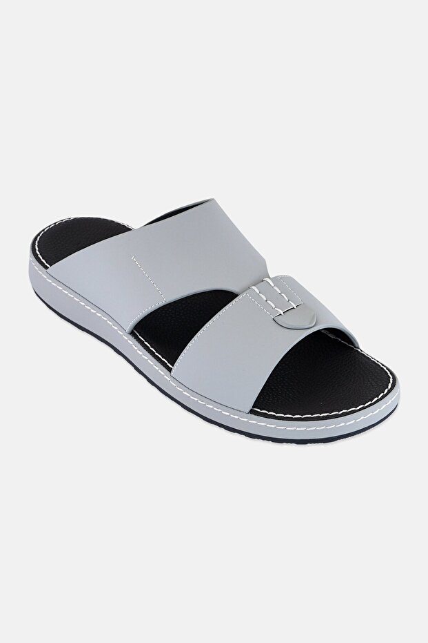 Men Slip On Arabic Sandals, Light Grey