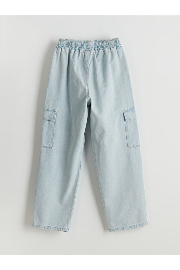 Indigo Elastic Waist Boys' Cargo Jean Pants