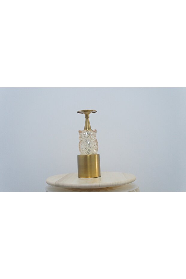VINTAGE GLASS OWL FIGURE CANDLE HOLDER