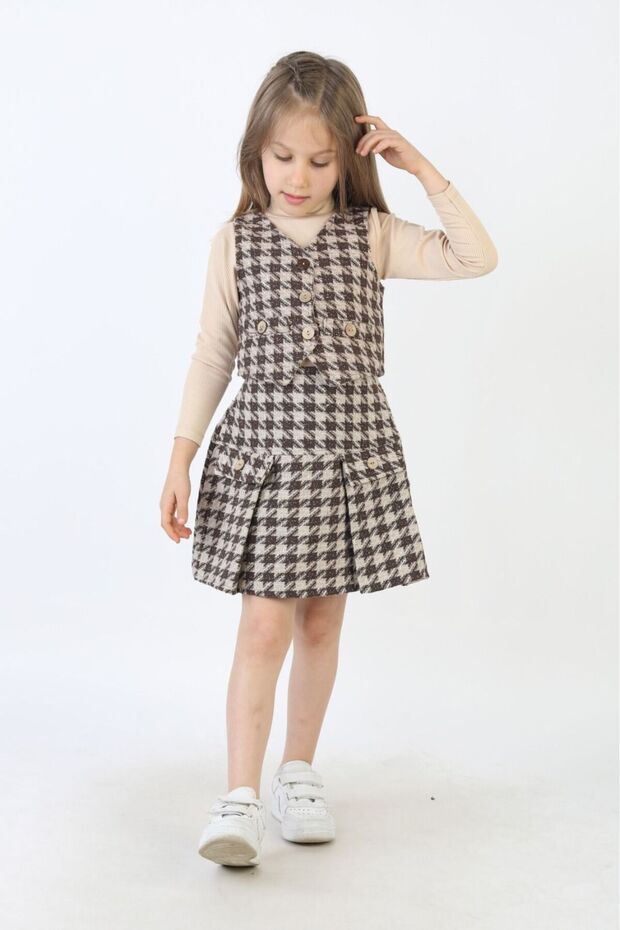 Girl's Vest Set Skirted Badili Three-Piece Holiday Outfit