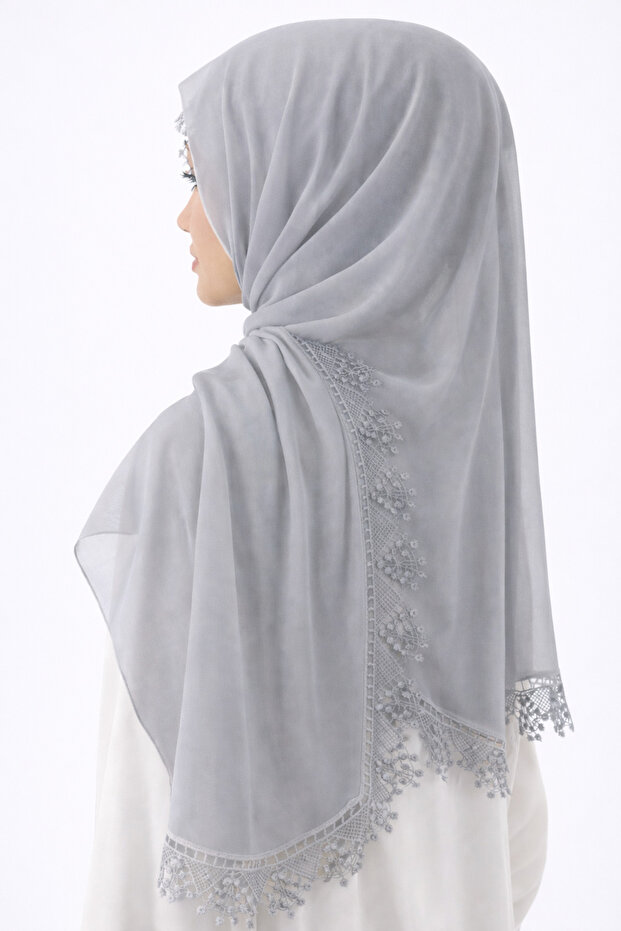 Women's Chiffon Lace Piece Needle Embroidered Mevlüt Shawl Evening Dress Shawl 70X150