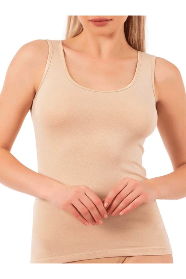 Women's Cotton Lu Modal Stretchy U-Neck Satin Broad Straps Women's Tank Top 00205870