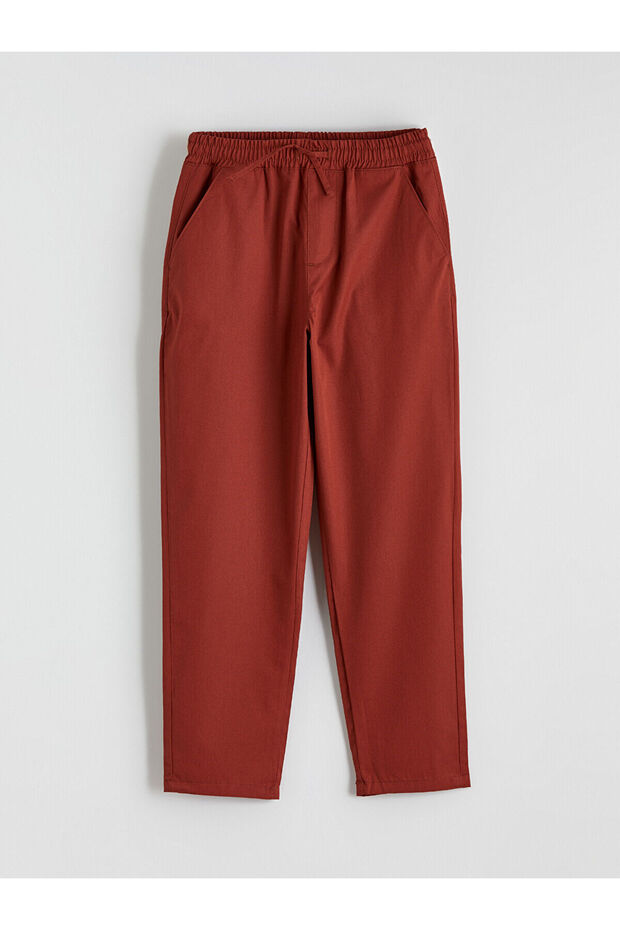 Brown Elastic Waist Boys' Trousers