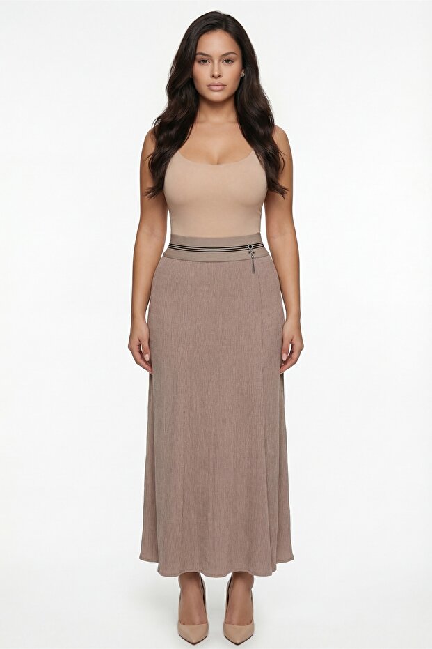 Women's Mink Summer Waist Length Long Skirt with Special Accessories Ribbed Stretchy