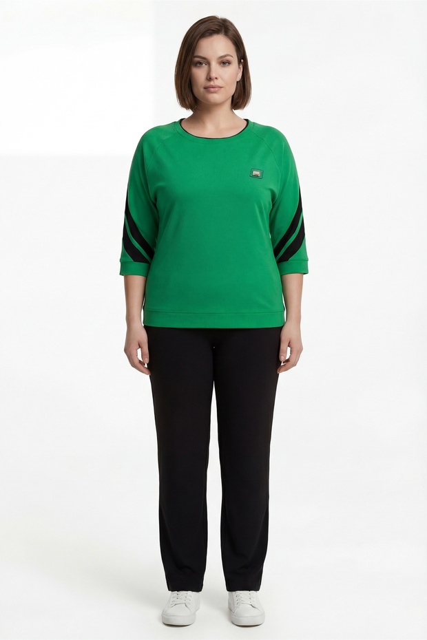 Women's Green Summer Dress with Elastic Waist and Accessories, Piece Paneled Top and Bottom Set