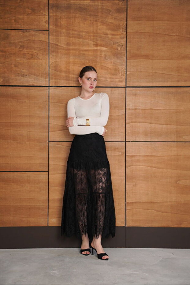 NAPRAVLJENA MIDI SUKNJA Čipka - 4