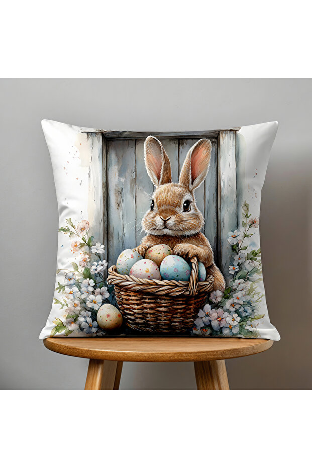 Reversible Digital Print Cushion Cover - Spring / Easter / Happy Easter - 2