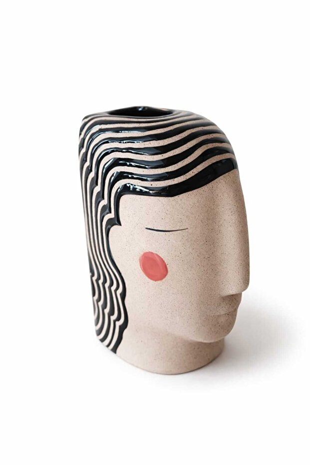 مزهرية سيراميك مصنوعة يدويًا على شكل وجه - 2