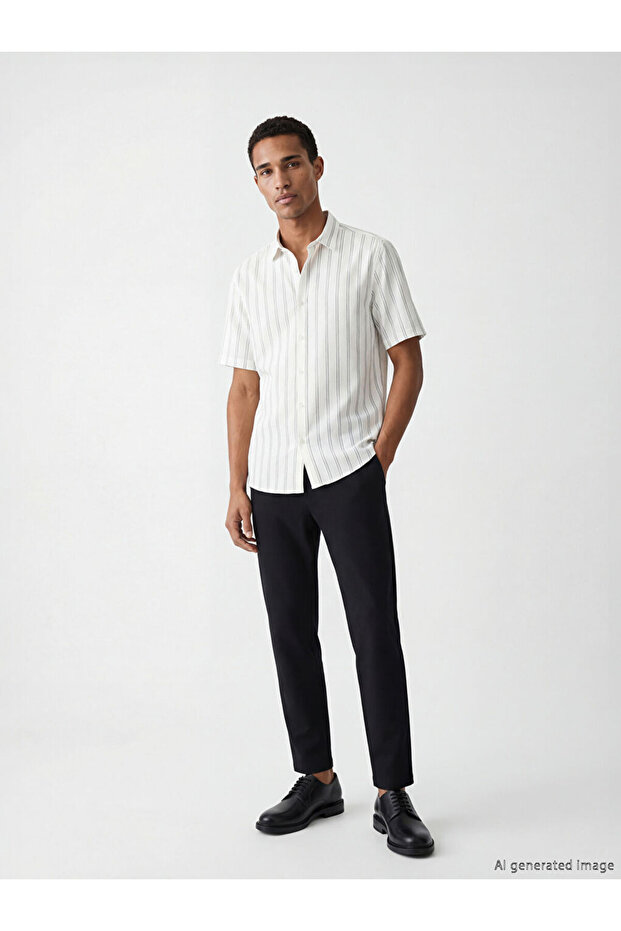 Regular Fit Short Sleeve Striped Men's Shirt
