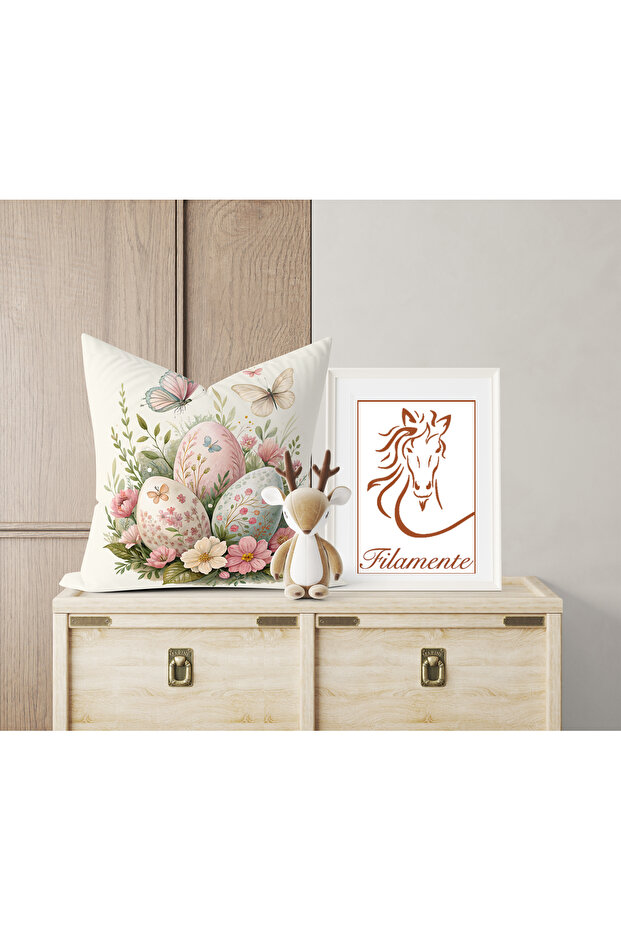 Reversible Digital Print Cushion Cover - Spring / Easter / Happy Easter - 3