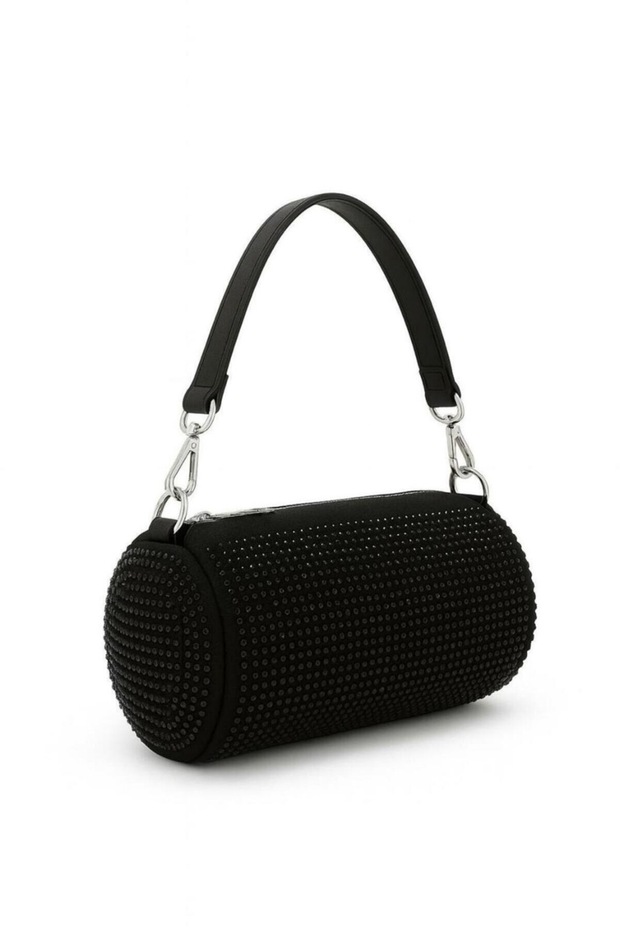 Women's Silver Diamond Stone & Hand & Shoulder & Evening Dress Bag with Chain Strap