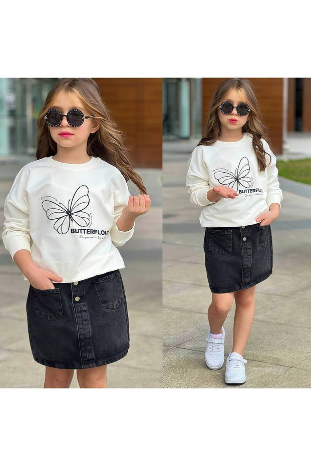 Girls' denim dress set, suitable for both summer and winter, super quality, 100% cotton fabric, perfect for holidays.