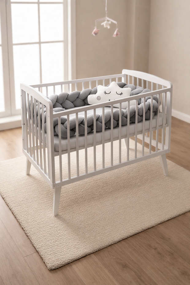 Waffle Piqué Mesh Edge Protector for Standard Crib and Park Beds - with Pillow Gifts