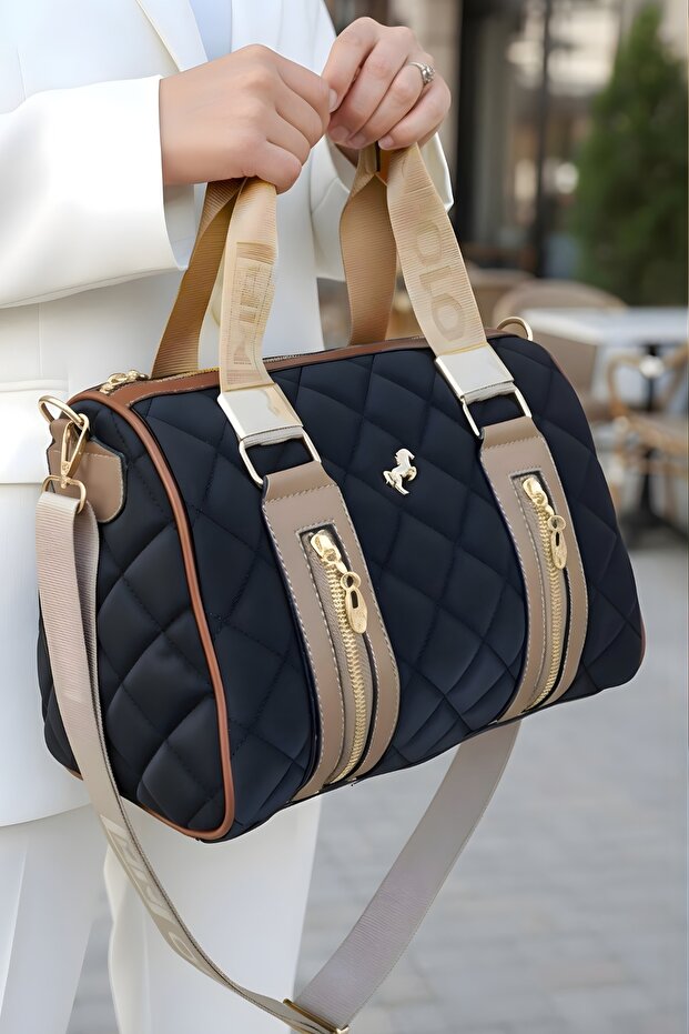 Women's Quilted Pattern Cylinder Model Long Crossbody Hand & Shoulder Bag (31x22 CM)