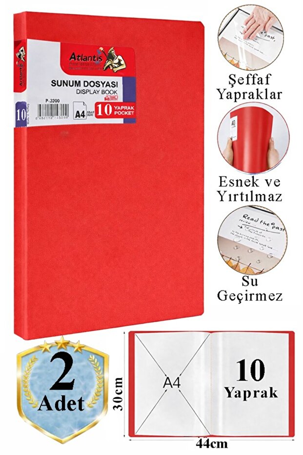 ملف عرض تقديمي أحمر، 10 أكياس، 2 قطعة، ملف كتالوج مع أكياس، 10 أكياس بلاستيكية ذاتية التعبئة