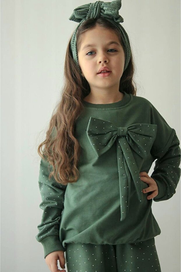 Girls' transitional top and bottom set, tracksuit set, super quality cotton fabric, full stretch fabric