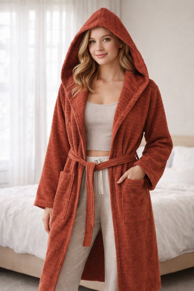 Women's Dressing Gown – Pack of Belt Pieces, Pocketed Colors, Soft Texture – Available in Large Sizes from Sm to 3XL