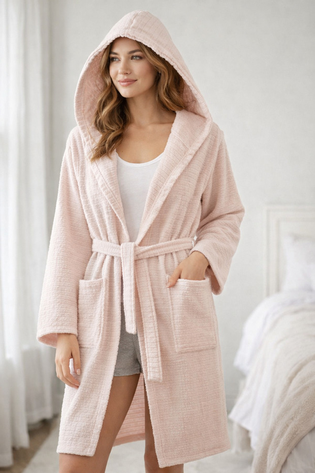 Women's Dressing Gown – Pack of Belt Pieces, Pocketed Colors, Soft Texture – Available in Large Sizes from Sm to 3XL
