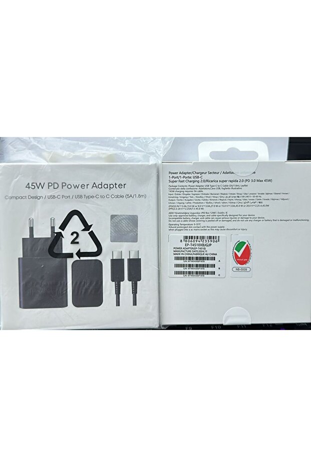 45W USB-C PD Power Adapter - Super Fast Charging 2.0 with 1.8m 5A Cable