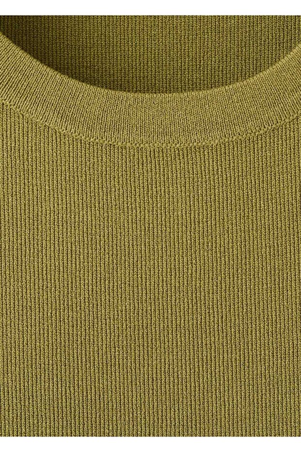 Pamuklu keten triko bluz - 7