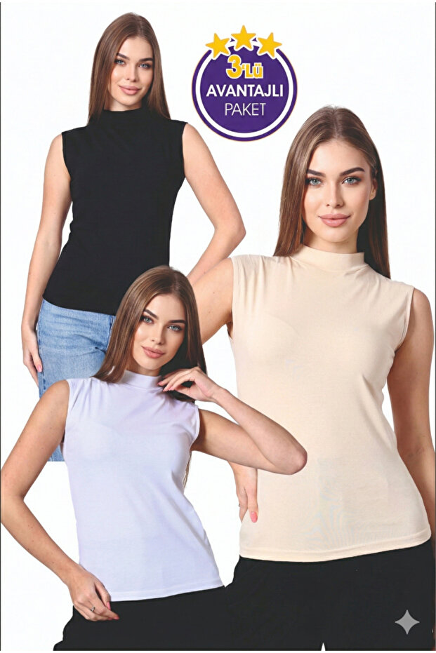 Women's Zero Sleeve Fishmen Collar Badi T-Shirt Economic Pack of 3