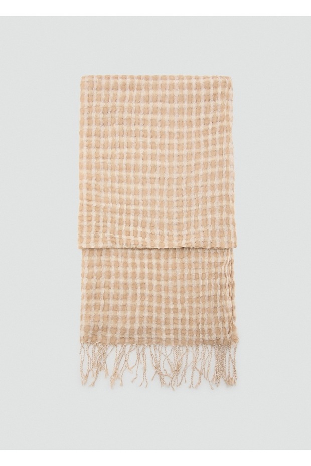 Püsküllü pamuklu fular - 2