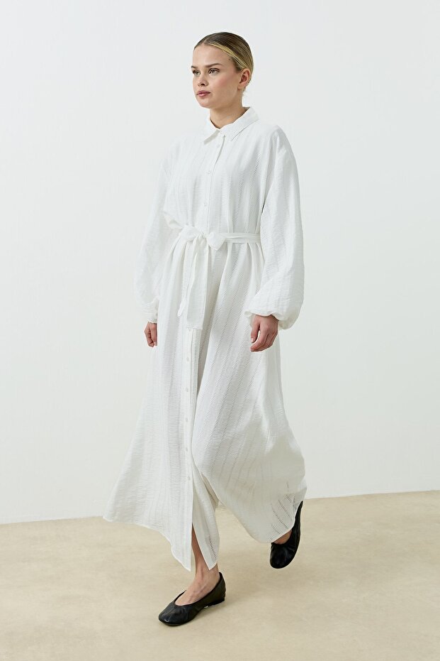 İzra Elbise Beyaz - 8